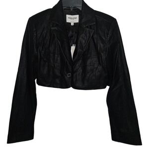 NWT ROMEE STRIJD×NA-KD Vegan Leather Single Button Cropped Long Sleeve Blazer